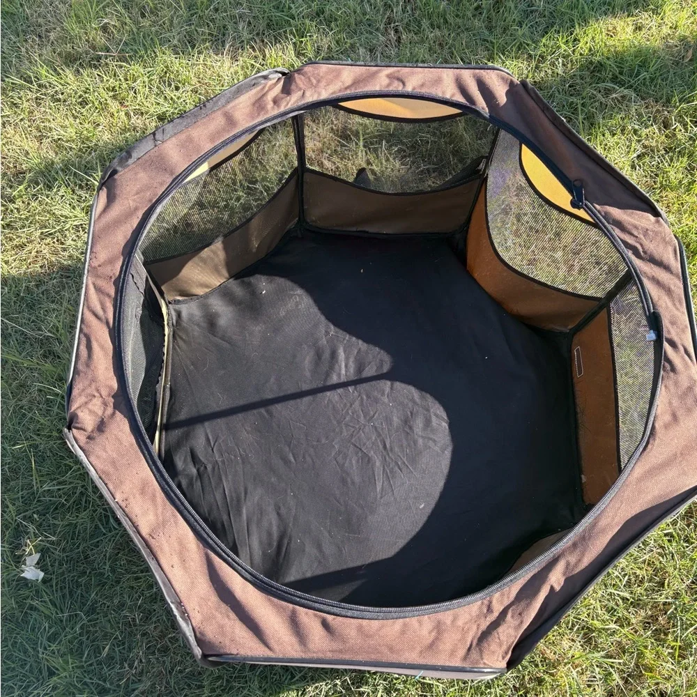 Portable Brown and Black Pet Playpen by